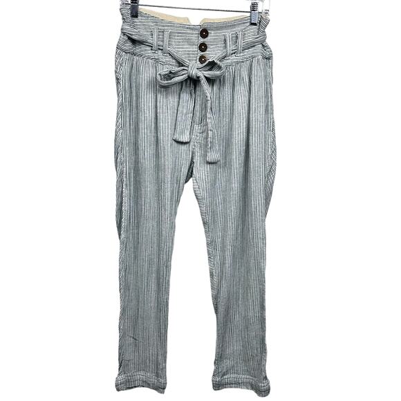 Free People Rumors pants white gray striped yarn died size 0 high waist harem - Picture 5 of 16